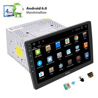 Quad Core Android 6.0 System Car Stereo with 10.1 '' Adjustable Viewing Touch Screen Double Din Head Unit in Dash GPS Navigation Radio Audio Player Support 1080P Video Bluetooth OBD2 WiFi Mirrorlink