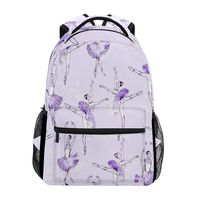 Wamika Ballet Ballerinas School Backpack Waterproof Shoulder BookBag, Purple Dancer Laptop Bag Casual Day Pack Outdoor Travel Sports Bags for Women Men Kids
