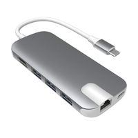 USB C Hub, USB C Adapter BEAOK 8 in 1 Type C Hub with 4K HDMI, Ethernet, USB-C PD Charging, 3 USB 3.0 Ports, SD/TF Card Reader, for MacBook/Pro/Air, iPad Pro and Type C Laptops (Silver)