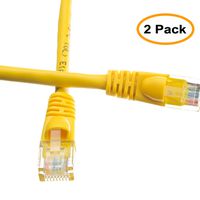 eDragon Cat5e Yellow Ethernet Patch Cable, Snagless/Molded Boot, 1.5 Feet - 2 Pack