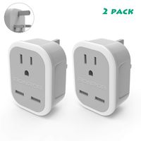 BONROB UK Power Plug Adapter 2 Pack, Type G Travel Power Outlet Adaptor with 2 USB, for USA to London, Ireland, Scotland, England, Hong Kong, etc