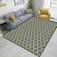 Bigdatastore Damask Checkered Anti-Static Area Rugs, Antique Design Baroque Traditional Medieval Victorian Motifs Classic Royal Pattern, Fashionable High Class Living Bedroom Rugs(2'x 3')