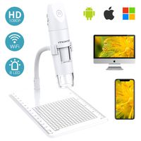 MoKo WiFi USB Digital Microscope, 1080P HD 2MP Camera, 50x to 1000x Magnification Mini Pocket Handheld Wireless Endoscope 8 LED, Arm Stand Compatible with iPhone/iPad/Mac/Window/Android/iOS - White
