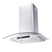 Glass Vent Hood, CIARRA Wall Mount Range Hood 30 inch, 450 CFM Stainless Steel Stove Hood with 3 Speed Exhausted Fan, 2 Dishwasher Safe Mesh Filters, Touch Panel Control, Ducted & Ductless Convertible