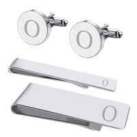 BodyJ4You 4PC Cufflinks Tie Bar Money Clip Button Shirt Personalized Initials Letter O Gift Set