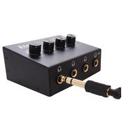 LyxPro STP10 Compact 4 Channel Headphone Amplifier 1/4" and 3.5mm (Mini 1/8") Stereo Mono & RCA Inputs, Clean Amplifier Circuit, Power On LED, for Home & Studio