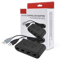 Gamecube Controller Adapter. Super Smash Bros Switch Gamecube Adapter for WII U, PC and N-Switch. Support Turbo and Vibration Features. No Driver and No Lag-Gamecube Adapter (4 Ports)