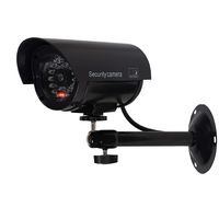 WALI Bullet Dummy Fake Surveillance Security CCTV Dome Camera Indoor Outdoor with 1 LED Light, Warning Security Alert Sticker Decals (TC-B1), Black