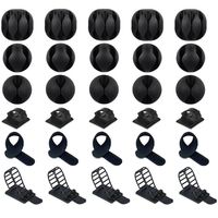 Cable Clips, 30 Pcs Cable Organizer Including 25pcs Adhesive Cord Holders and 5pcs Cable Ties for Cable, Charging & Mouse Cord, Cable Management System