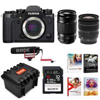 Fujifilm X-T3 4K 26.1MP Mirrorless Digital Camera w/XF18-55mm + 55-200 Lens Kit + Rode VideoMic GO + 32GB SF-G Series UHS-II & Hard Case Bundle