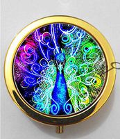 BlackKey Peacock Feather 3-Compartment Decorative Pocket Gift Box Case Organizer for Pill, Color 2 -1272