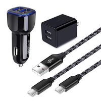 USB C Charger Set, Amtobo Dual Port USB Wall Plug with 2 Pack Fast Charging Type C Cord Compatible with Samsung Galaxy S10e/S10/S10+/S9/S9+/A10e/A50/A70/A80/Note10/9,Google Pixel 3/3a/2XL etc (Black)