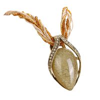 Challyhope Fashion Retro Bohemian Turquoise Stone Pendant Collar Statement Chunky Necklaces Rhinestone Gem Jewelry for Women Beach Hawaii (Coffee)