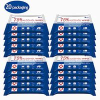 20 Pack 75% Alcohol Wet Wipes Detergent Wipes Soft Portable Cleaning Sterilization Alcohol Wipes Suitable for All Daily Protection