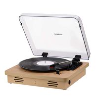 Record Player Vintage Vinyl Record Turntable Player with BT,LP 3-Speed Belt-Drive,RCA Output,3.5mm Aux Input,Headphone Jack