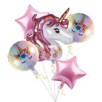 Staraise Unicorn Balloons Birthday Party Decorations - Pack of 6, Pink Unicorn Mylar Balloon for Unicorn Theme Party Supplies, Baby Shower, Home Office Decor, Birthday Backdrop