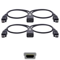 ARECORD for Garmin USB Split Adapter Cable - Car Charger Splitter Mini USB Female to Dual Mini USB Male Port Dash Cam Radar Detector MP3 MP4 Wireless Speaker GPS Charging Cable Extension Cord (2PCS)