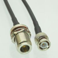 N female nut bulkhead to BNC male straight KSR195 cable pigtail 30cm Quick USA Shipping