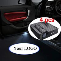 LZLRUN 4x Custom Logo Wireless Laser Projector Car Door Step Courtesy Welcome Lights Puddle Ghost Shadow LED Lights Upgraded Smart Universal Senseor Car Door Led Logo Projector Light
