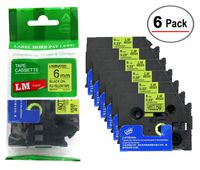 6/Pack - Premium Compatible with Brother TZe-C11 Black on Fluorescent Yellow 1/4 p-Touch Label Tape, 6mm Laminated replacment TZeC11 Tape, TZC11 0.23" Black Ink on Bright Yellow Label.