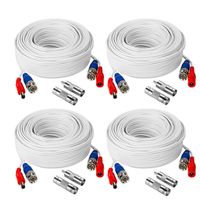 TYUMEN 4 Pack 60FT (18.3 Meters, White) All-in-One BNC Video and Power Security Camera Cables, BNC Extension Surveillance Camera Cables for CCTV Camera DVR Security Systems