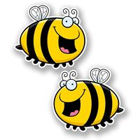 2 x 15cm- 150mm Happy Honey Bee Vinyl SELF ADHESIVE STICKER Decal Laptop Travel Luggage Car iPad Sign Fun #5898