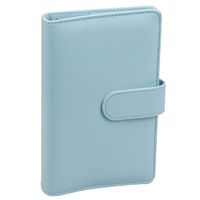 A6 PU Leather Notebook Binder,Refillable 6 Round Ring Binder Cover for A6 Filler Paper,Macaron Notebook Personal Planner Binder with Magnetic Buckle,Mint Blue