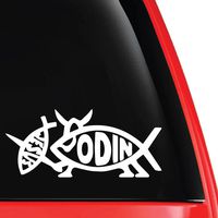 EvolveFISH Odin Fish Jesus Fish Vinyl Decal White 5"