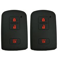 Coolbestda 2Pcs Rubber Smart Key Fob Remote Cover Case Protector Keyless Jacket for 2016 2017 Toyota Tacoma Land Cruise Prius V RAV4 3buttons Key Black