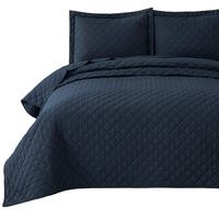 Bedsure Quilt Set Navy Twin Size (68x86 inches) - Diamond Stitched Pattern Bedspread - Soft Microfiber Lightweight Coverlet for All Season - 2 Pieces (Includes 1 Quilt, 1 sham)