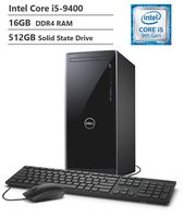 2019 Dell Inspiron 3670 Desktop, 9th Gen Intel Core i5-9400 Six-Core Processor, 16GB RAM, 512GB PCIe SSD, WiFi + Bluetooth, HDMI, VGA, Multi-Card Reader, DVD-RW, Windows 10