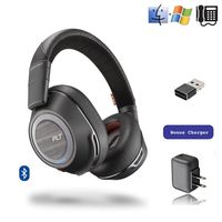 Plantronics Voyager 8200-UC Stereo Bluetooth Headphones, for Smartphones, Tablets, PC/MAC Apps, Bluetooth Polycom VVX 601, OBi2182 | USB Audio Dongle, Charger | Bonus Power Supply