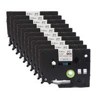 Molshine Compatible Heat Shrink Tube Label Tape, Replacement for Brother HSe211 HSe-211 HS211 HS-211 Black On White 6mm x 1.5m (1/4 inch x 4.9 feet), 10 Pack