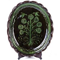 21" Charola Verde Vidriada Ceramics Mexican Folk Art Clay