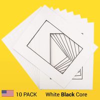 Pack of 10 White Black Core 8x10 mats for 5x7 Pictures by Verita Vision. Premium Acid-Free White Black Border Bevel Cut 5x7 Picture Matte for 8x10 Frame, White Black Core 8x10 Matte