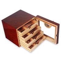 Cigar Humidor,Desktop Cigar Humidor,Glass Top Cedar Box with Front Digital Hygrometer, Humidifier Solution, and Accessory Drawer Travel Portable Holds 50 Cigars Size: 240220220mm(9.48.68.6in)