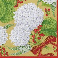4 Paper Napkins for Decoupage - 3-ply, 33 x 33cm - Snowball Hydrangeas Gold (4 Individual Napkins for Craft and Napkin Art.)