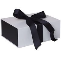 Jillson Roberts 36-Count Medium Ribbon-Tie Gift Boxes Available in 4 Colors, White Matte with Black Ribbon