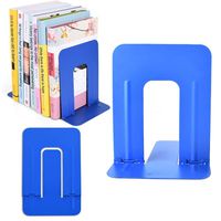 COCIVIVRE Book Ends for Heavy Books, Book Stopper Metal Bookends Support for Shelves Non-Skid Foldable 6-Inch Economy Universal Premium Decorative Bookends (1 Pair, Blue)