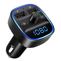 Naouis Bluetooth FM Transmitter For Car, FM Radio Transmitter Bluetooth 4.2 with Hands Free Calling, 2 USB Ports, USB Drive and Micro SD Card Slot