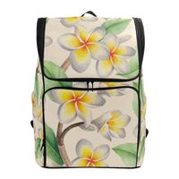 Naanle Stylish Tropical Frangipani Flowers Vintage Pattern Casual Daypack College Multipurpose Backpack Large Travel Computer Bag for Men Women