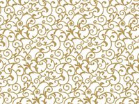 Pack Of 120, Elegant Gold Scroll Recycled Classic Printed Tissue Paper 20" X 30" Half Ream Made In USA