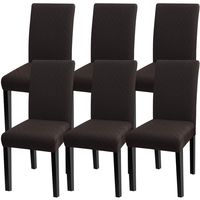 Fuloon 6 Pack Super Fit Stretch Removable Washable Short Dining Chair Protector Cover Seat Slipcover for Hotel,Dining Room,Ceremony,Banquet Wedding Party (Deep Coffee)