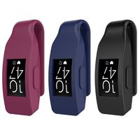 TiMOVO Silicone Clip Compatible for Fitbit Inspire/Inspire HR, [3-Pack] Watch Protective Case Clip Clasp Holder Replacement Compatible for Fitbit Inspire HR - Black & Navy Blue & Wine Red
