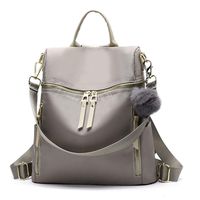 Women Backpack Purse Waterproof Nylon School Shoulder Bag Headphone Plug Travel Daypack (Light grey)