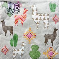 Fine Style Set of 40 Luncheon Paper Napkins, Ethnic Llama