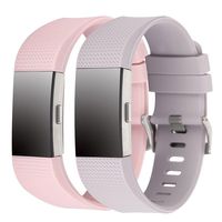 Charge 2 Band Replacement,Classic Silicone Band Accessories Adjustable Strap Belt for Fitbit Charge 2 Heart Rate Fitness Wristband (Blush Pink+Lavender)