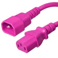 C14 to C13 Power Cord - 1 Foot, 10A/250V, 18/3 AWG, IE 60320 - Iron Box Part # IBX-4902-02 (1 ft, Aqua) (4 ft, Pink)