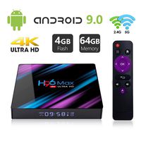 Android 9.0 TV Box 4GB RAM 64GB ROM, H96 MAX Android Box RK3318 Quad-Core 64bit Dual-WiFi 2.4G/5.0G,3D Ultra HD 4K H.265 USB 3.0 BT 4.0 Smart TV Box
