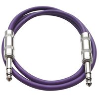 Seismic Audio - SATRX-3 - Purple 3' 1/4" TRS to 1/4" TRS Patch Cable